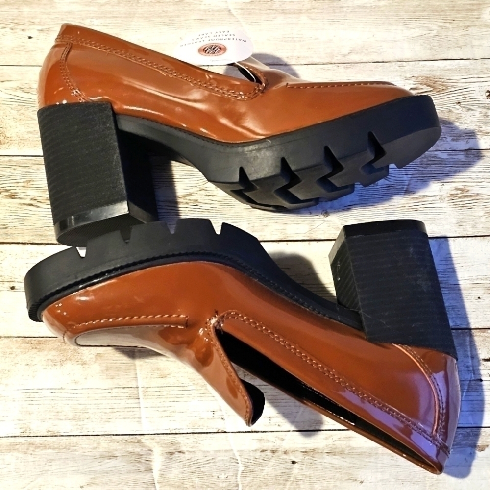 NWT Blondo Vegan Leather Platform Chunky Sole Shoes in Cognac - Picture 4 of 6
